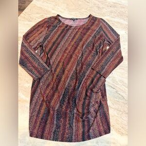 Renuar Large Abstract Stripe Knit Top Long Sleeve Stretch Fall Tunic L